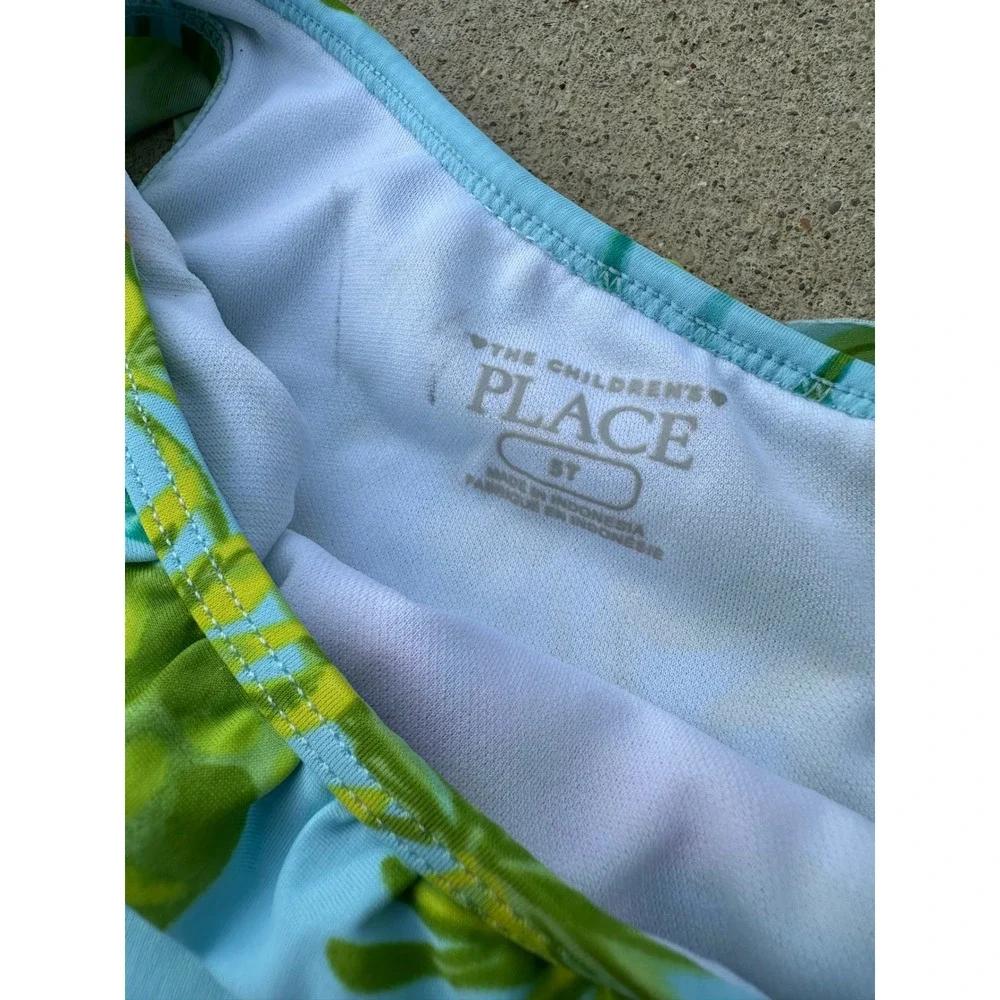 The‎ Childrens Place Girls 5T Tropical Floral One Shoulder Ruffle Swimsuit Blue